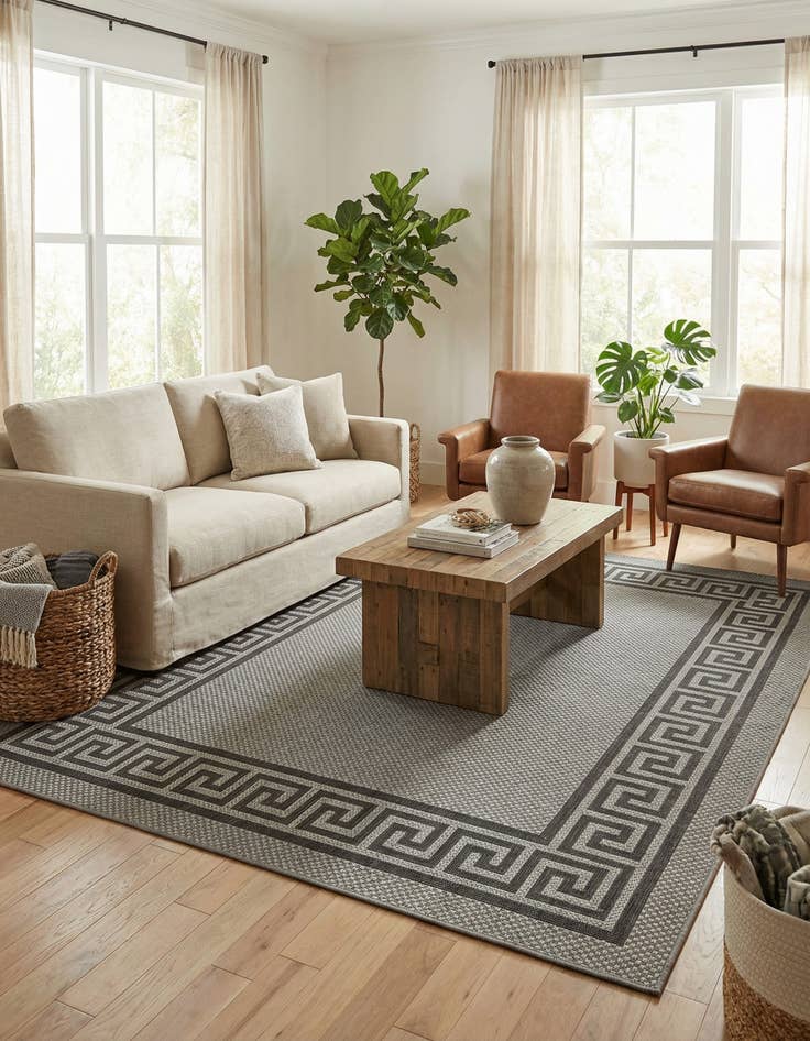 Detail image of 7' x 10'  Washable Border Indoor / Outdoor Rug