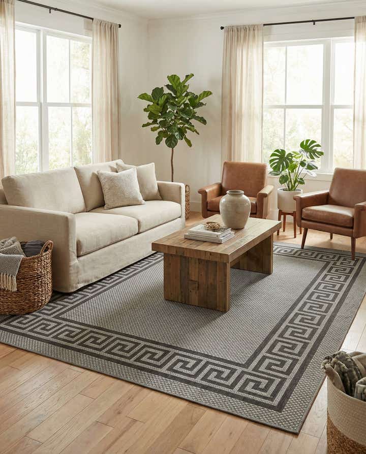 7' x 10' Easy-Clean Border Indoor / Outdoor Rug
