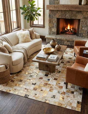5' x 8' 1 Cowhide Leather Rug