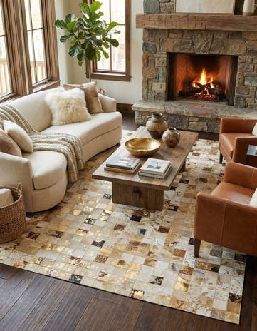 5' x 8' 1 Cowhide Leather Rug