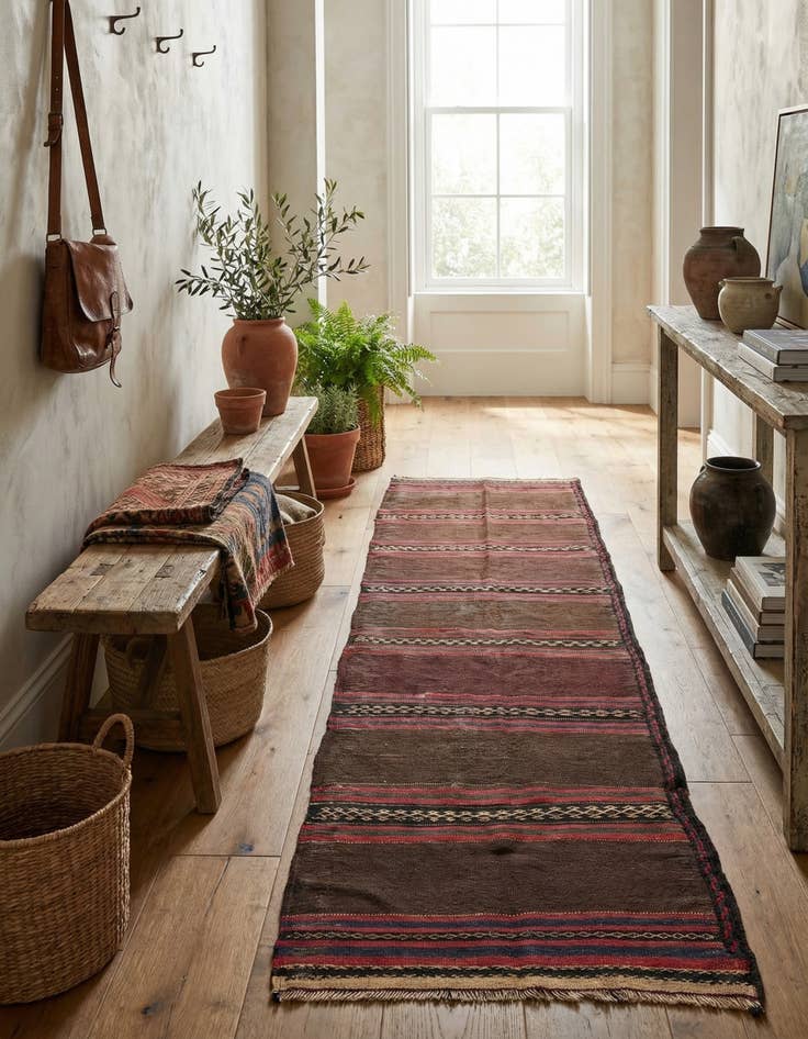 Detail image of 2' 4 x 8' 1  Hand Woven Kilim Afghan Wool Runner Rug