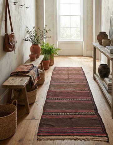 2' 4 x 8' 1 Hand Woven Kilim Afghan Wool Runner Rug