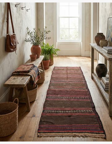 2' 4 x 8' 1 Hand Woven Kilim Afghan Wool Runner Rug