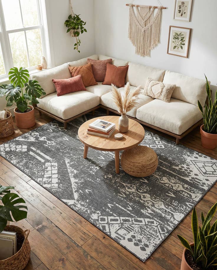 Detail image of 6' x 9' Easy-Clean Bohemian Indoor / Outdoor Rug