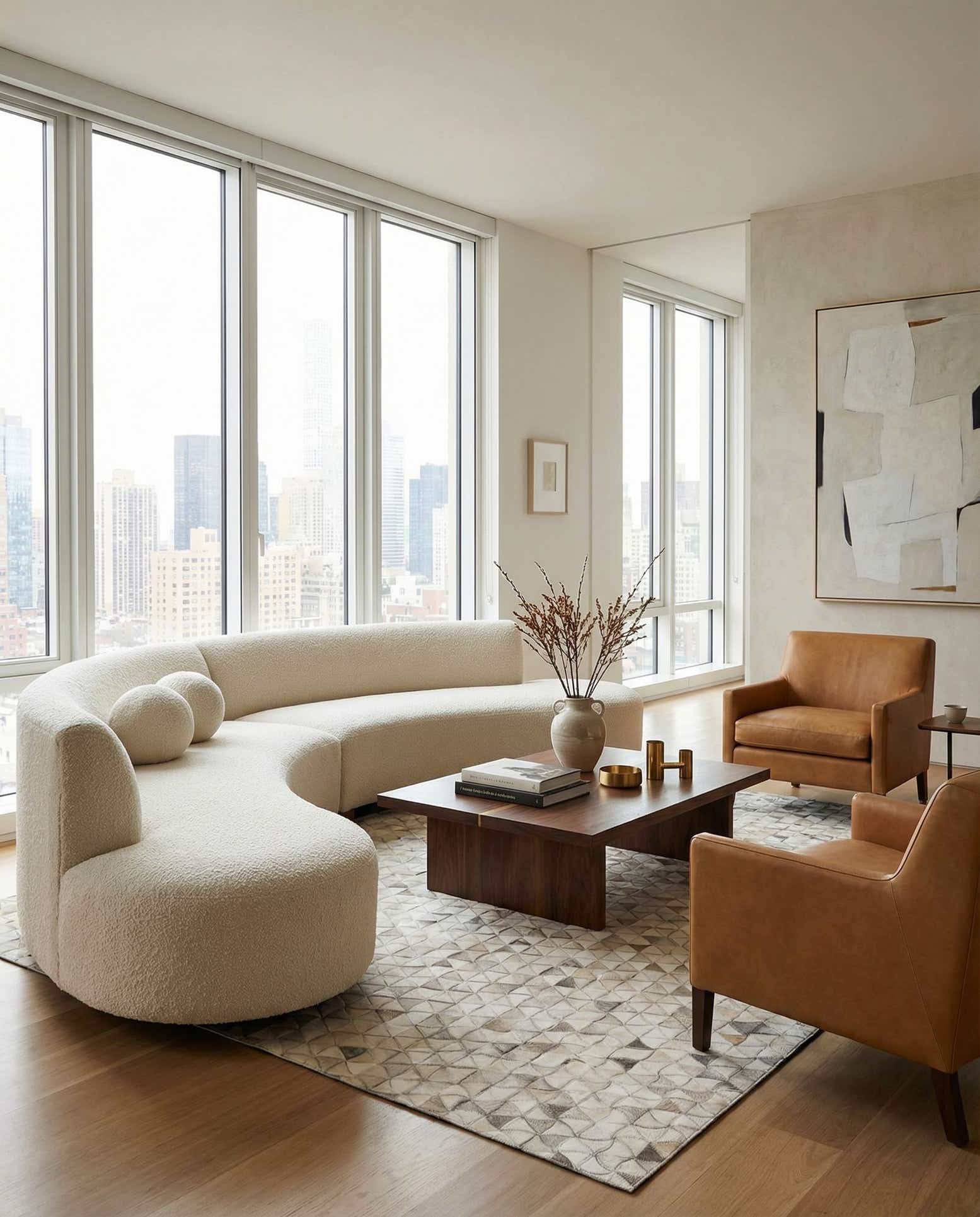 5' 1 x 8' 1 Cowhide Leather Rug