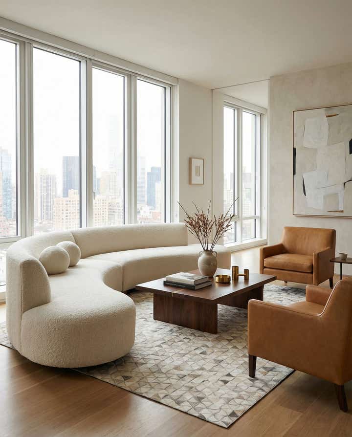 5' 1 x 8' 1 Cowhide Leather Rug