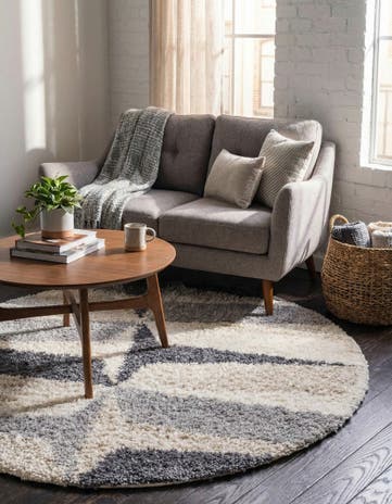 Gray Athena Shag Round Rug
