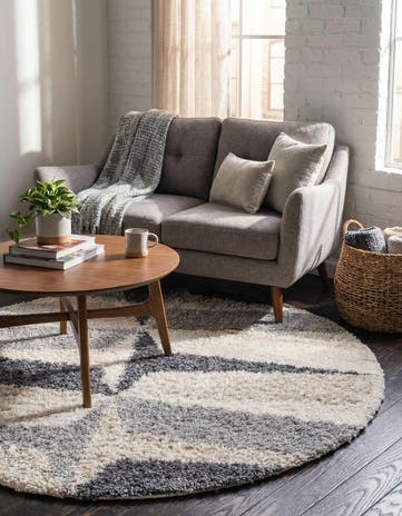 Gray Athena Shag Round Rug