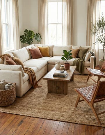 Natural Handmade Braided Jute Square Rug