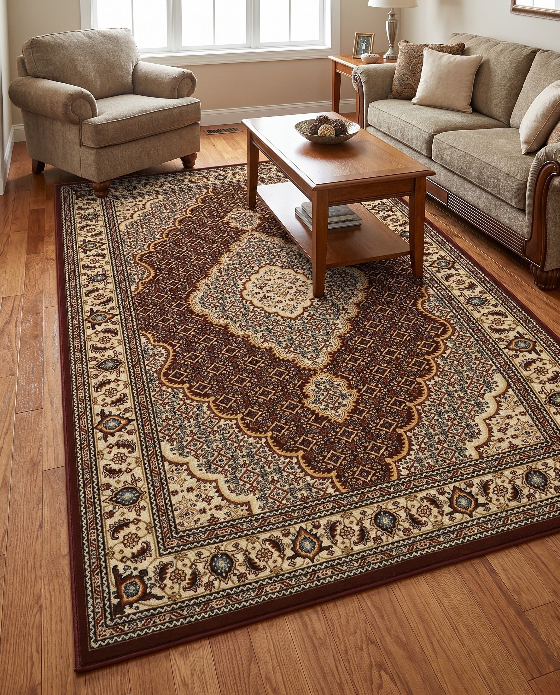 Burgundy Nain Design Rug