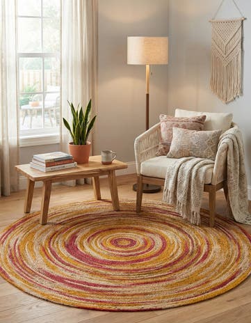 Sunburst Handmade Braided Jute Round Rug