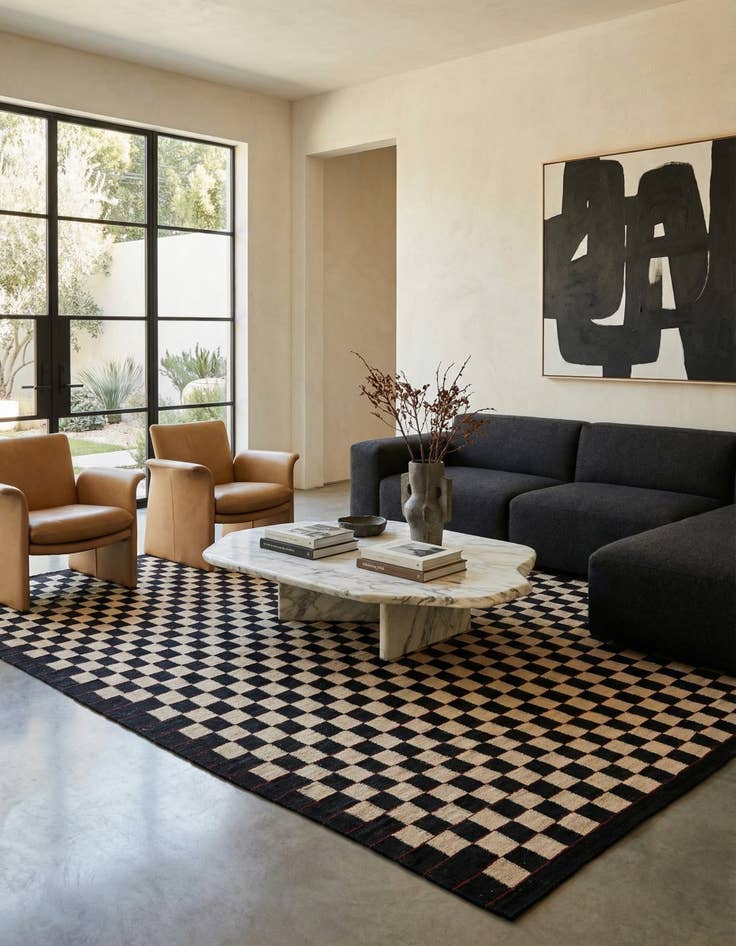 Detail image of  6' 7 x 9' 7  Hand Woven Kilim Modern Wool Rug