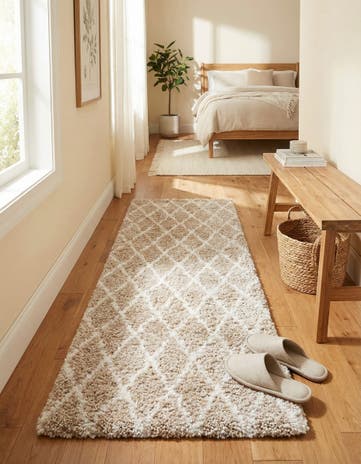 Taupe Moroccan Shag Runner Rug