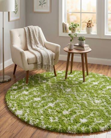  3' x 3' Moroccan Trellis Shag Round Rug