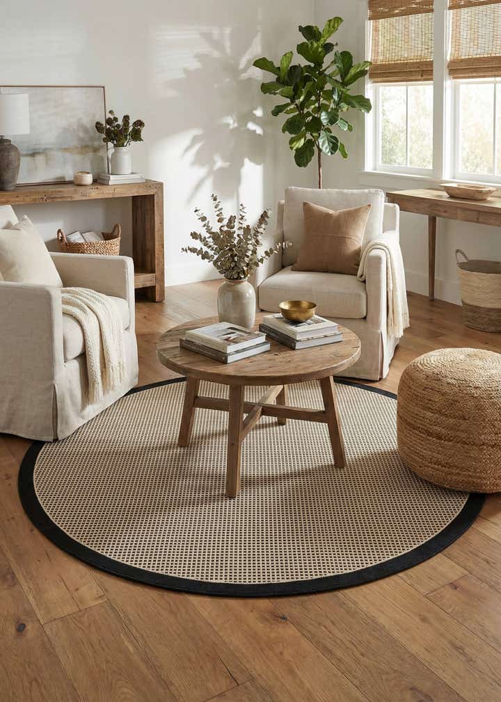 7' 10 x 7' 10 Easy-Clean Border Indoor / Outdoor Round Rug