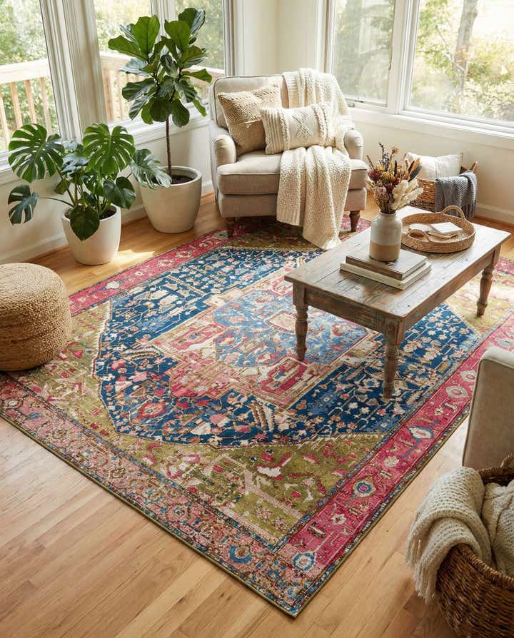 7' 10 x 11' Easy-Clean Traditional Indoor / Outdoor Rug