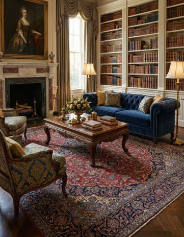 9' 7 x 12' 10 Hand Knotted Kashan Persian Wool Rug