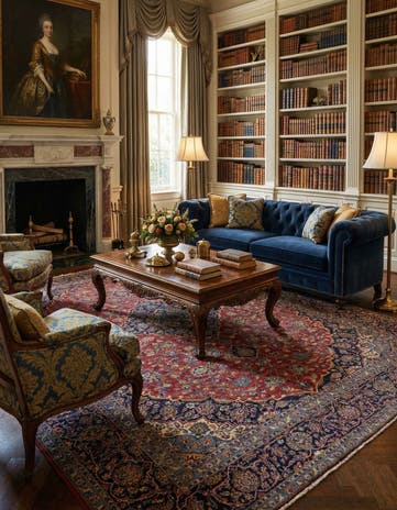 9' 7 x 12' 10 Hand Knotted Kashan Persian Wool Rug