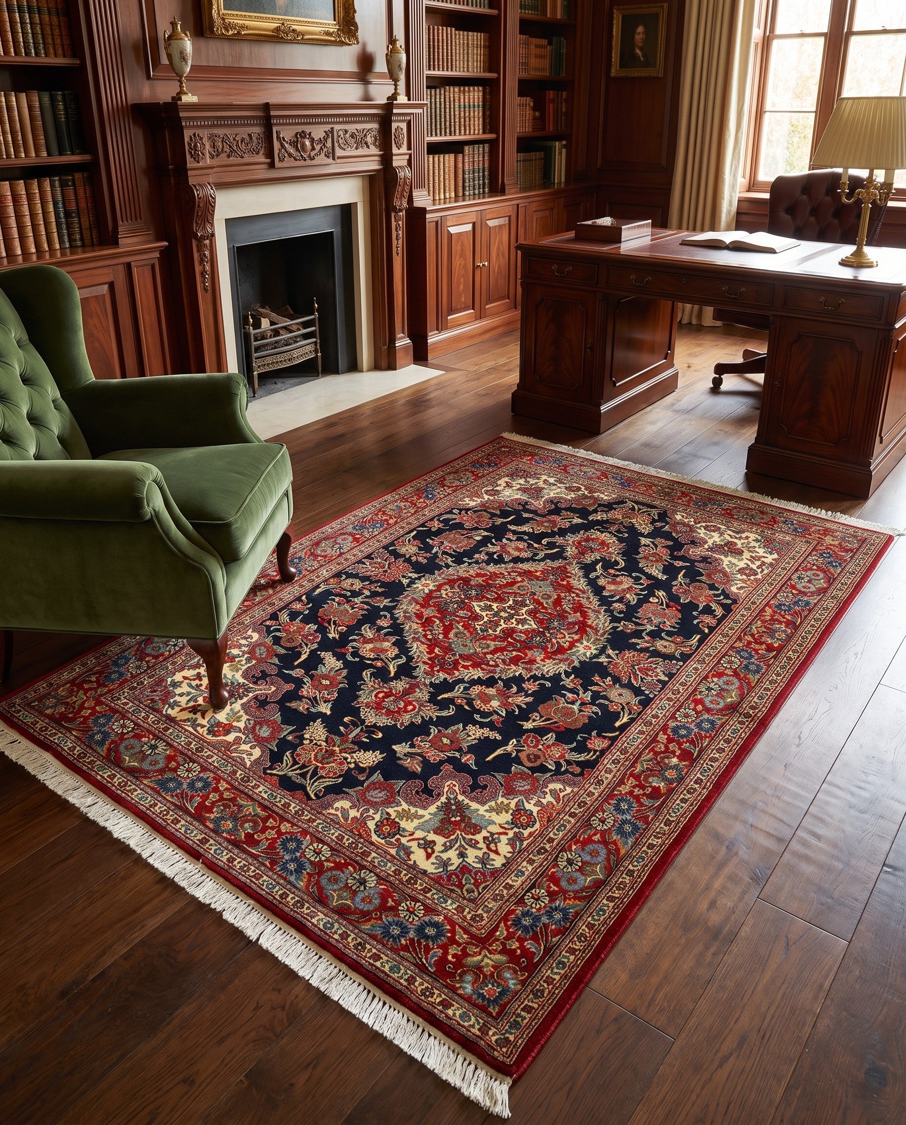 4' 6 x 6' 7 Hand Knotted Qom Persian Rug