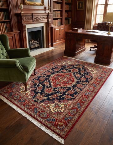 4' 6 x 6' 7 Hand Knotted Qom Persian Rug