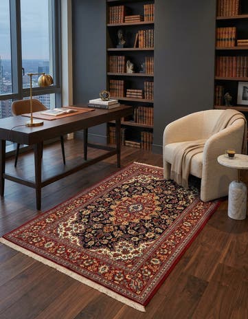 4' 9 x 7' 5 Hand Knotted Qom Persian Rug