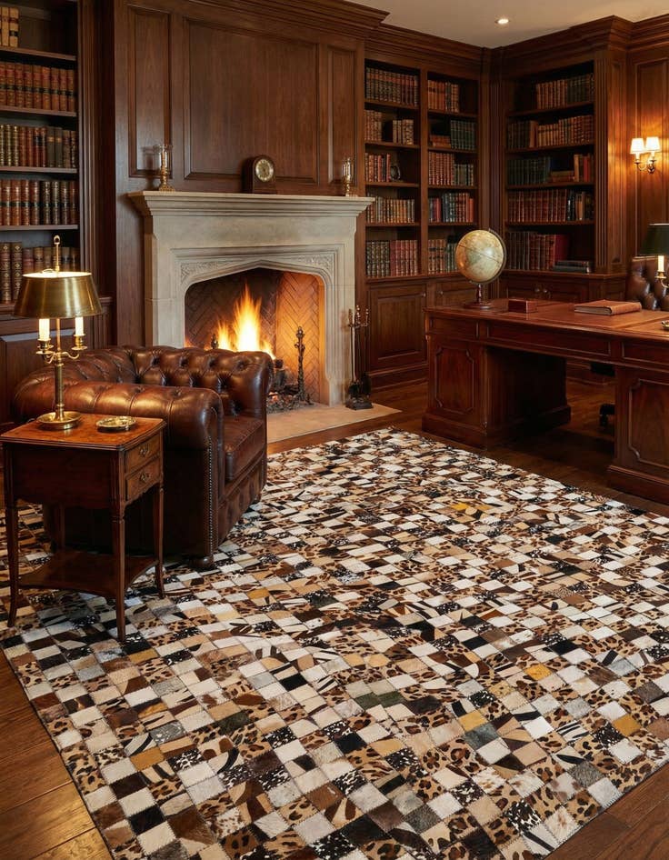 Detail image of 5' 1 x 8' 1 Cowhide Leather Rug