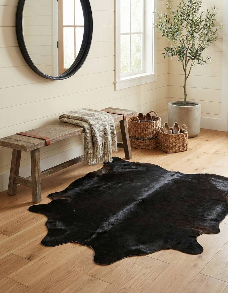 Detail image of 2' 1 x 2' 10 Cowhide Leather Rug