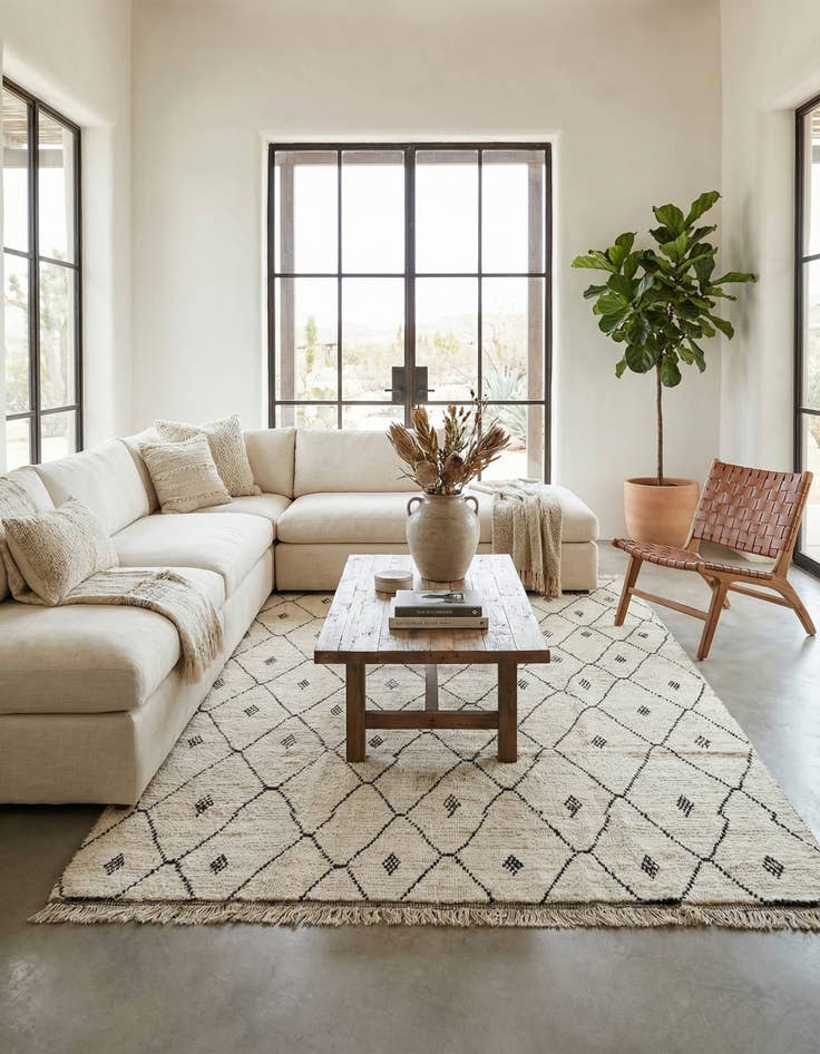 Detail image of  6' 2 x 9' 5  Hand Knotted Moroccan Wool Rug