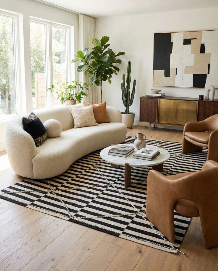 6' 8 x 9' 10 Hand Woven Kilim Modern Wool Rug