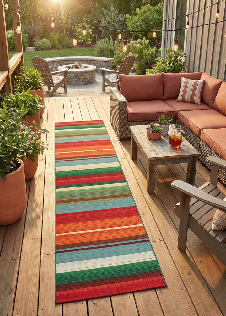 2' 7 x 10' Easy-Clean Modern Indoor / Outdoor Runner Rug