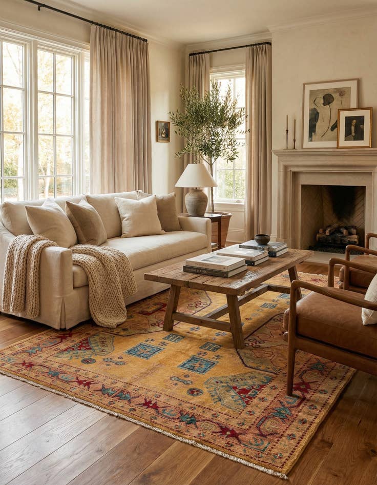 Detail image of  5' 1 x 7' 4  Hand Knotted Ziegler Wool Rug