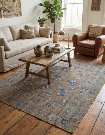 5' 2 x 6' 2 Hand Woven Kilim Suzani Wool Rug