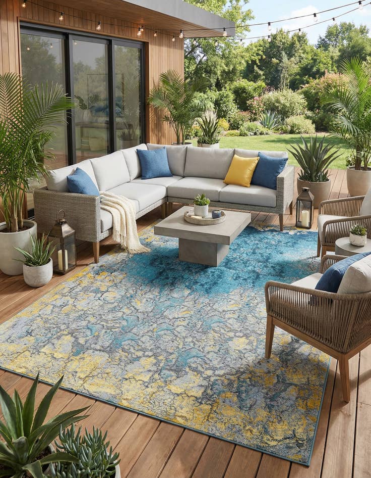 Detail image of 10' x 14'  Washable Modern Indoor / Outdoor Rug