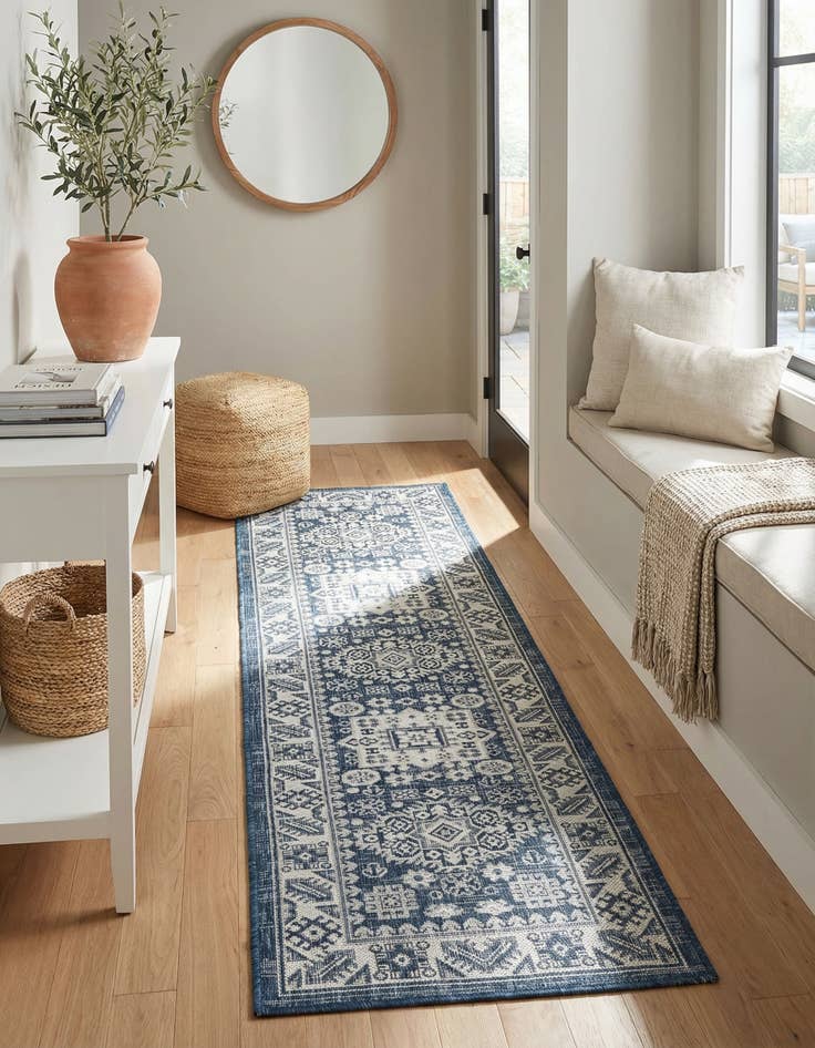 Detail image of 2' x 8'  Washable Aztec Indoor / Outdoor Runner Rug