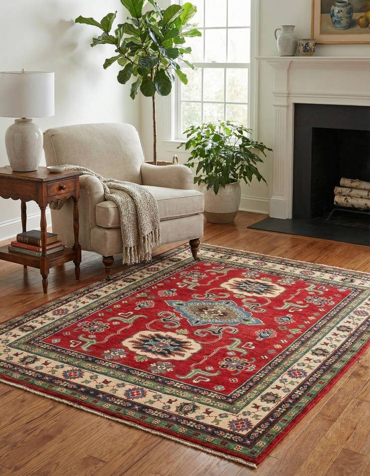 Detail image of  5' 2 x 6' 7  Hand Knotted Kazak Rug