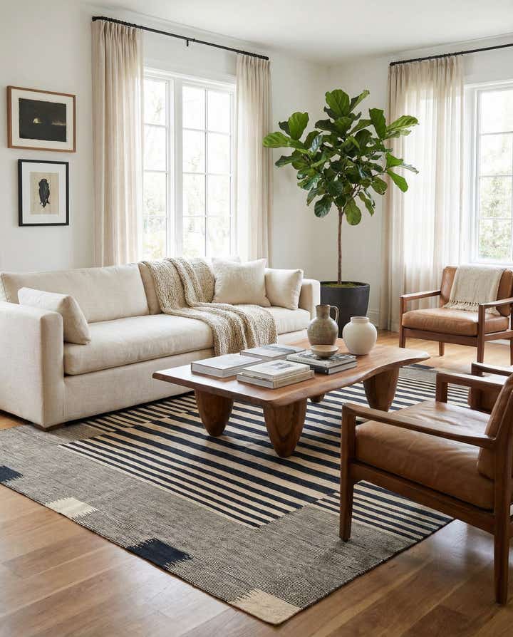 5' 7 x 7' 9 Hand Woven Kilim Modern Wool Rug