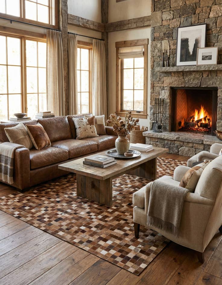 Detail image of  5' 1 x 7' 11 Cowhide - Patchwork Rug