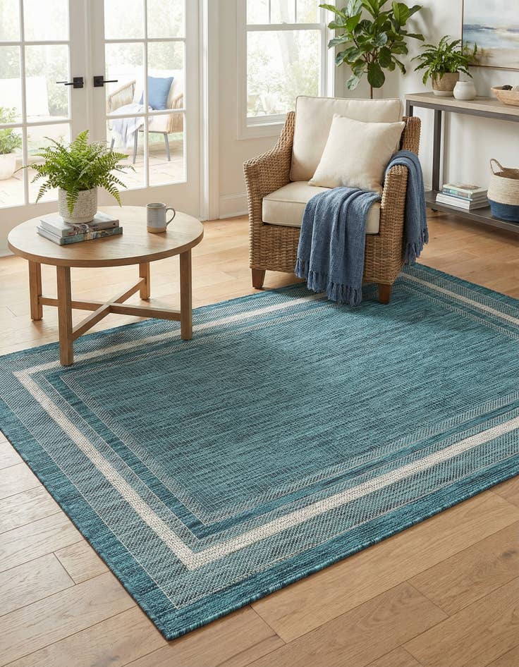 Detail image of 4' x 6'  Washable Border Indoor / Outdoor Rug