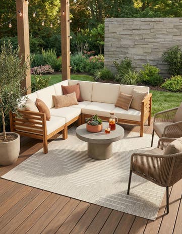 Gray Easy-Clean Modern Indoor / Outdoor Square Rug