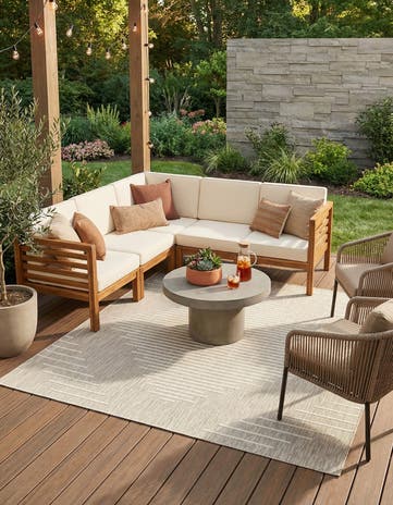 Gray Easy-Clean Modern Indoor / Outdoor Square Rug