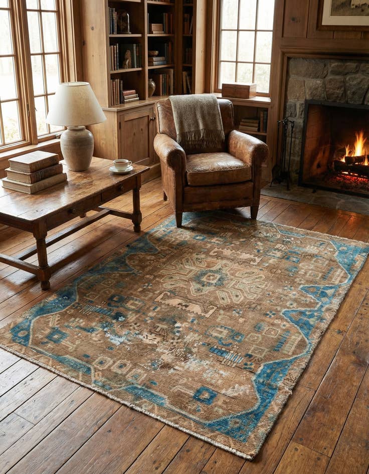 Detail image of 3' 9 x 5' 5  Hand Knotted Ultra Vintage Persian Wool Rug