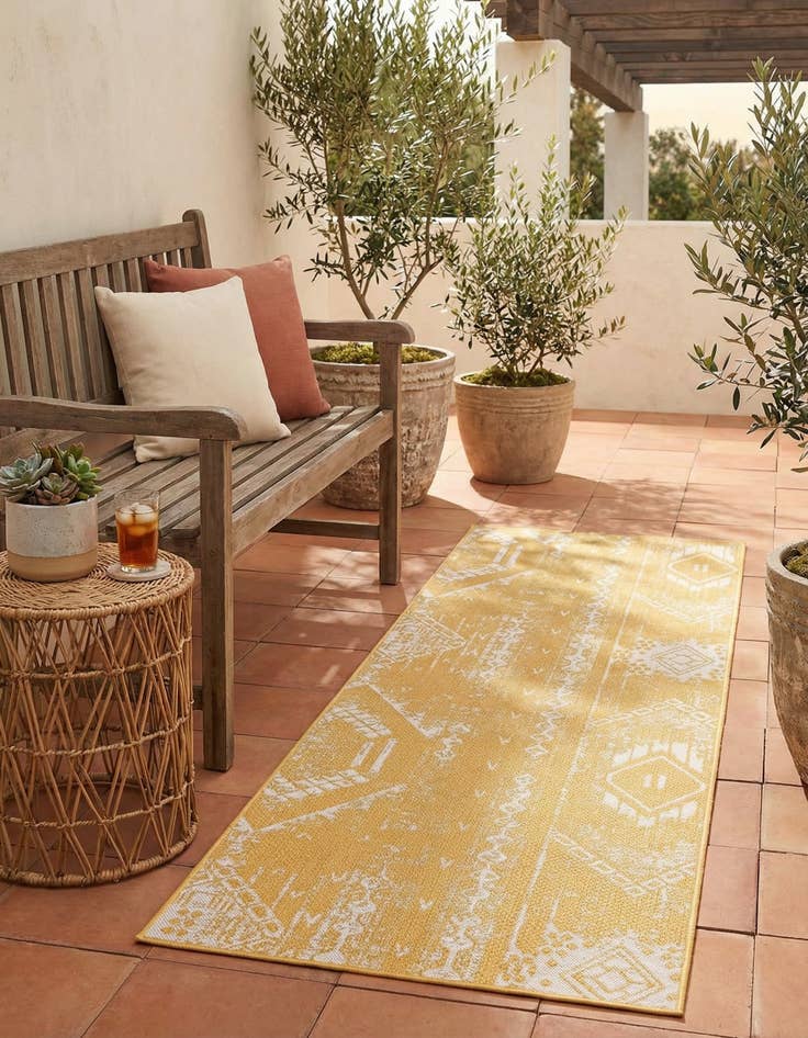 Detail image of 2' 7 x 12' Easy-Clean Bohemian Indoor / Outdoor Runner Rug