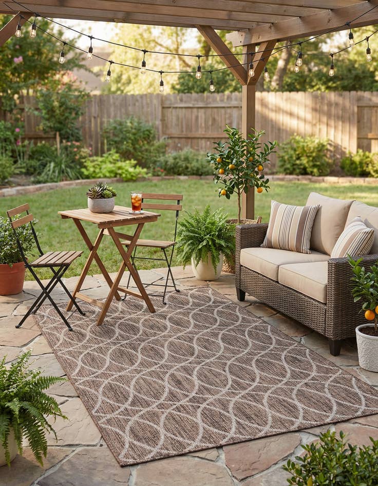Detail image of  3' x 5' 3  Washable Lattice Indoor / Outdoor Rug