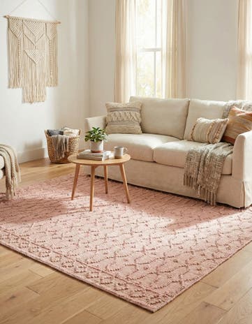 Pink Hand Woven Larsa Jute Square Rug