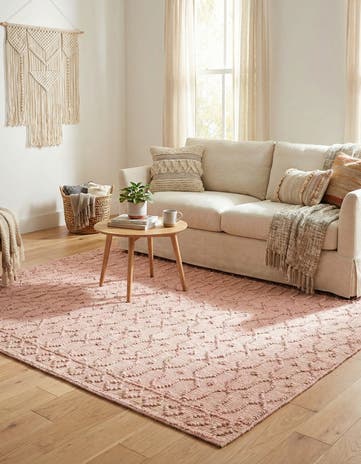 Pink Hand Woven Larsa Jute Square Rug
