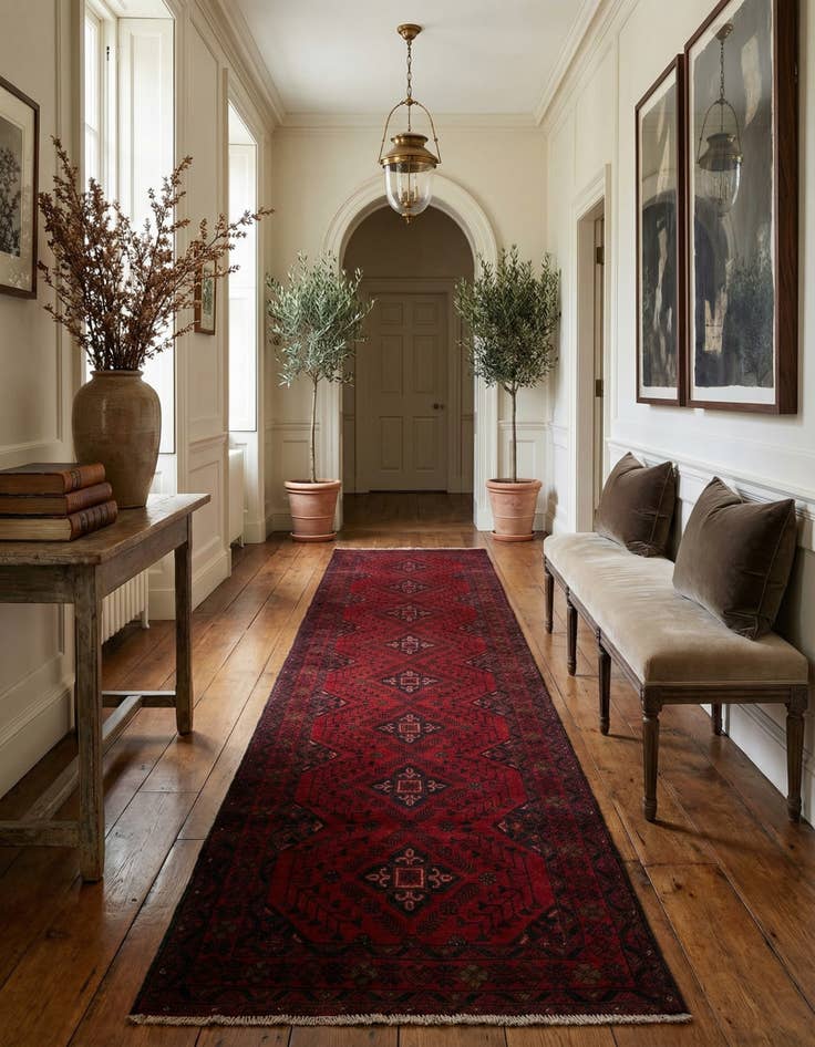 Detail image of  2' 10 x 9' 6  Hand Knotted Khal Mohammadi Wool Runner Rug