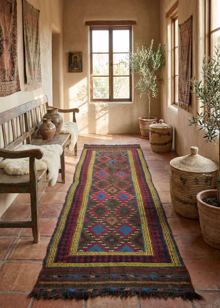 2' 3 x 7' 9 Hand Knotted Kilim Fars Persian Wool Runner Rug
