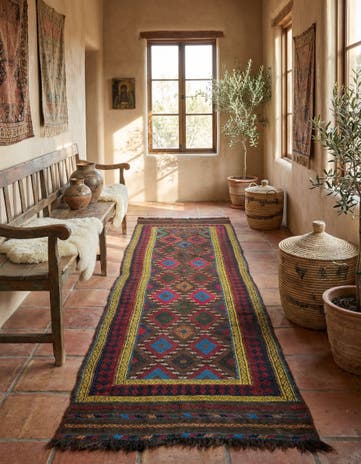 2' 3 x 7' 9 Hand Knotted Kilim Fars Persian Wool Runner Rug