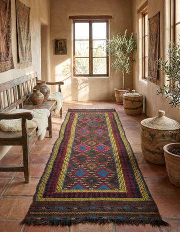 2' 3 x 7' 9 Hand Knotted Kilim Fars Persian Wool Runner Rug