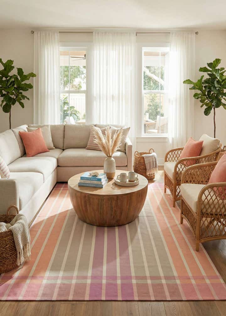 9' x 12' Easy-Clean Striped Indoor / Outdoor Rug